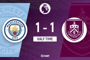 半場-曼城暫1-1伯恩利 艾斯特福自擺烏龍 杰頓-安東尼扳平