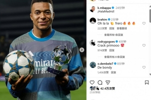 上演帽子戲法，姆巴佩社媒曬與全場最佳獎杯、比賽用球合影