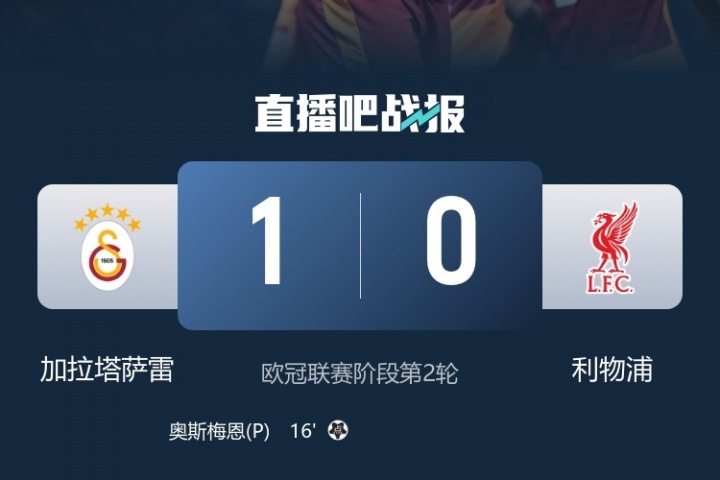 英超6隊(duì)本輪歐冠戰(zhàn)績(jī)：僅利物浦輸球，曼城遭絕平，槍手藍(lán)軍取勝