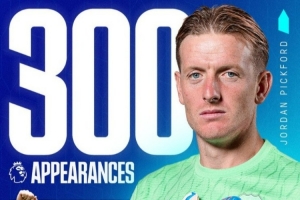 皮克福德迎埃弗頓生涯300場英超里程碑，已完成85次零封