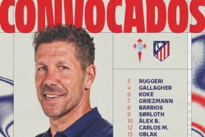 馬競對塞爾塔名單：阿爾瓦雷斯、格列茲曼領銜，穆索身體不適缺席