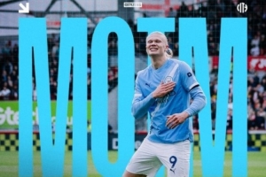 打進制勝球！哈蘭德當選曼城1-0布倫特福德一役隊內最佳