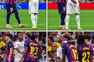 嘻嘻→呵呵??賽中維尼修斯和亞馬爾歡笑握手擁抱，賽后劍拔弩張